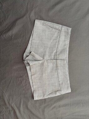 lux grey plaid short short - 2